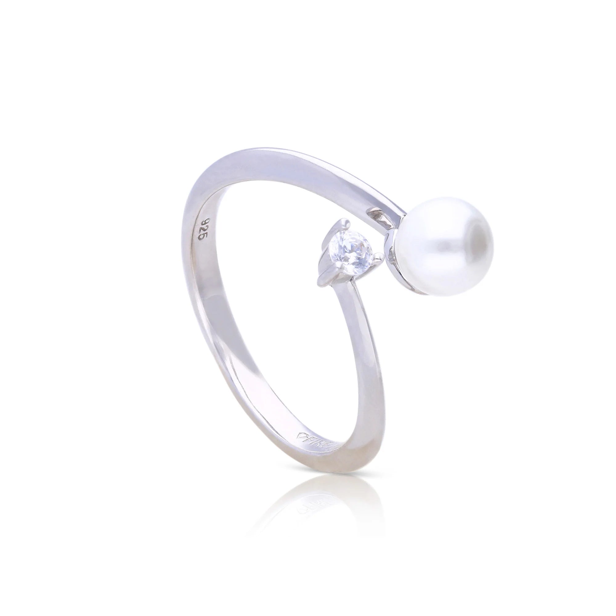 Perl-Ring 925/- Silber mit Diamonfire-Zirk.