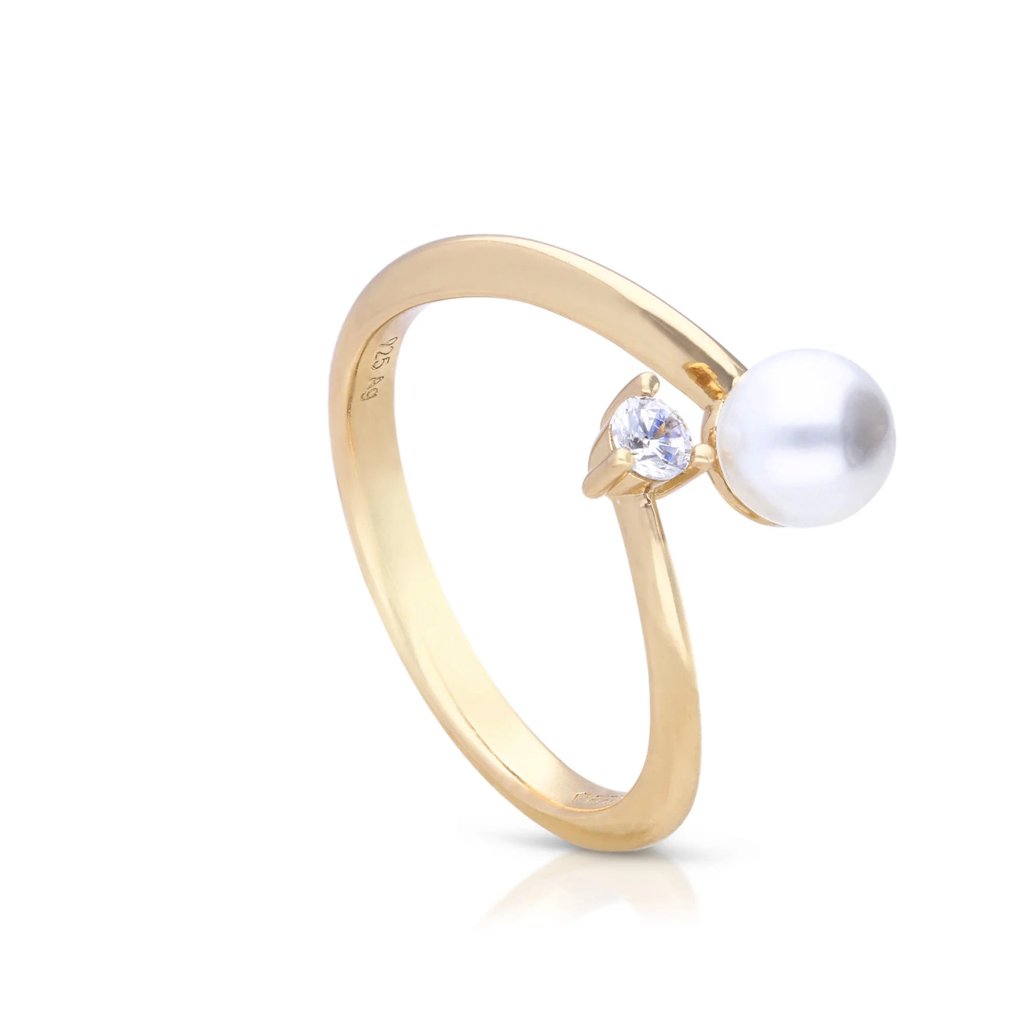 Perl-Ring 925/- Silber mit Diamonfire-Zirk.