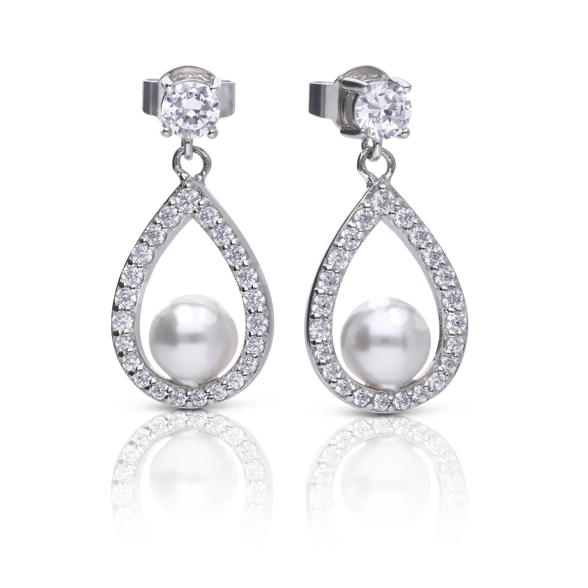 Perl-Ohrhänger 925/- Silber mit Diamonfire-Zirk.