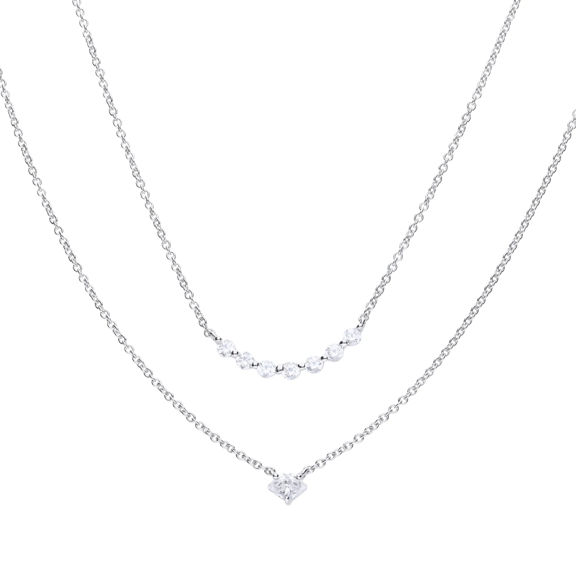 Doppelte Halskette 925/- Silber mit Diamonfire-Zirk.