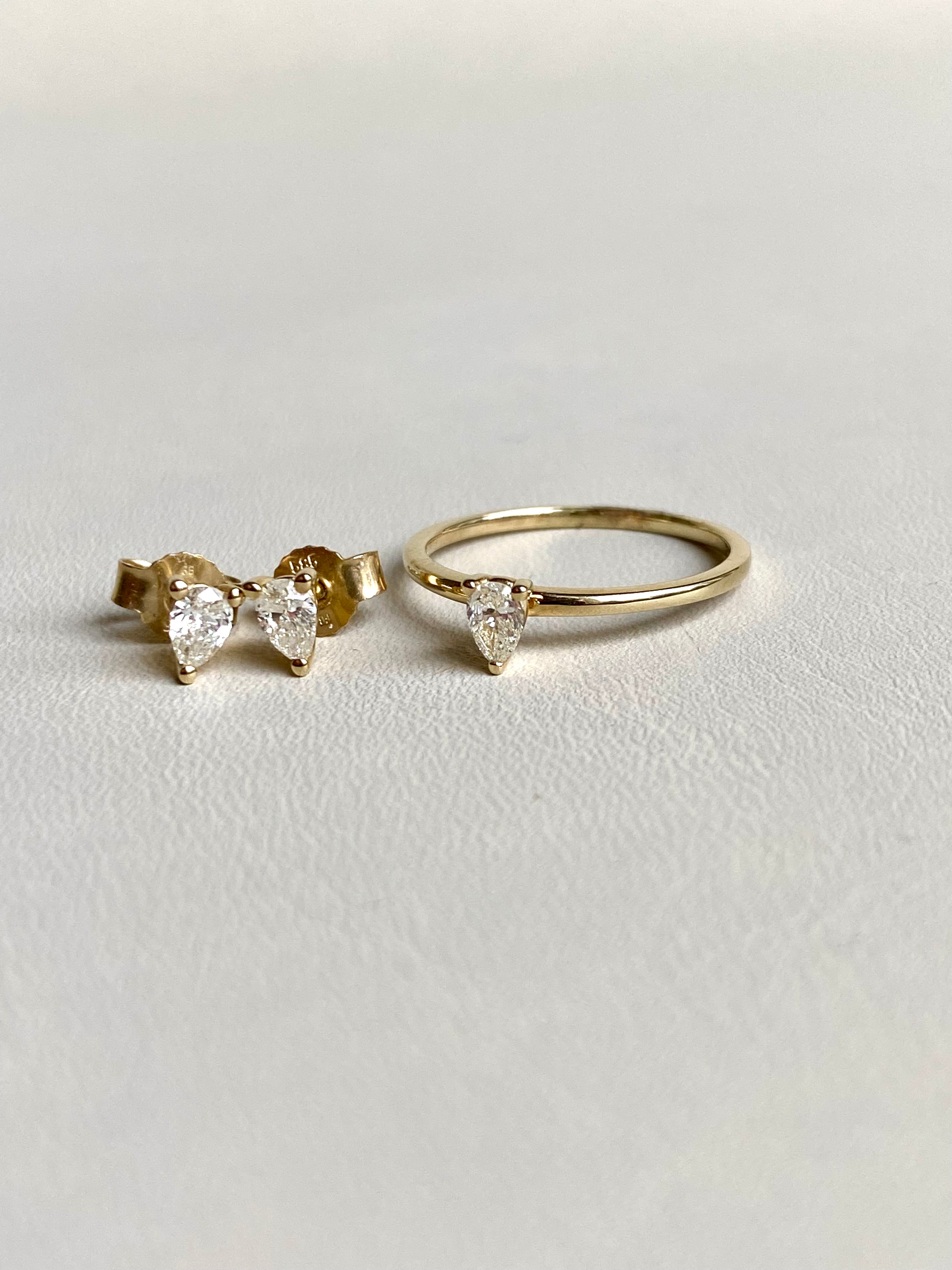 Diamant - Tropfen Ring 585/-