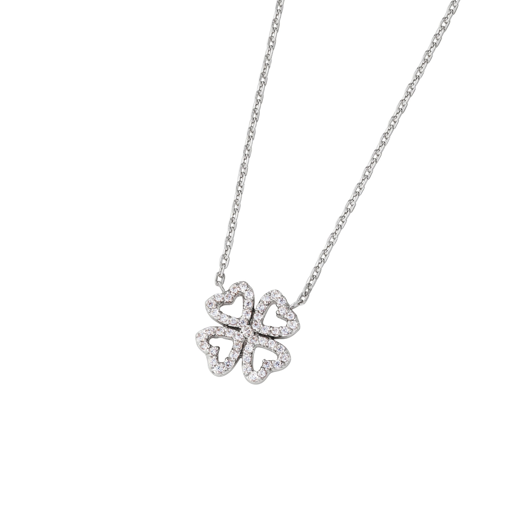 Damen Halskette Kleeblatt Zirk.