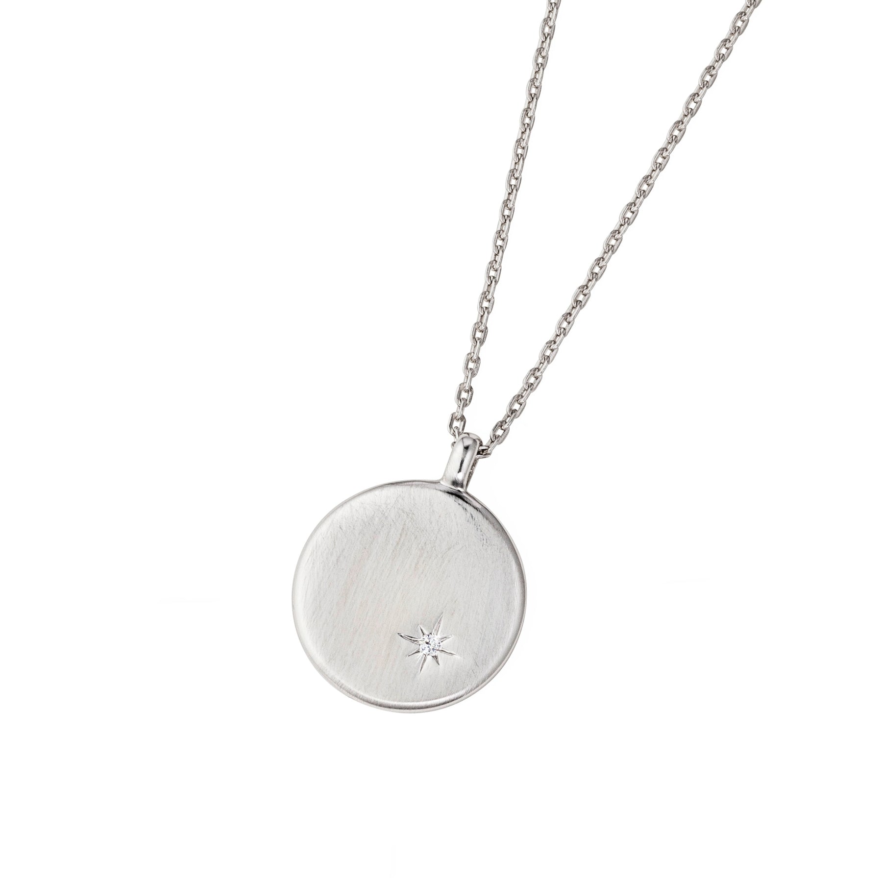 Damen Collier mit Anhänger runde Platte