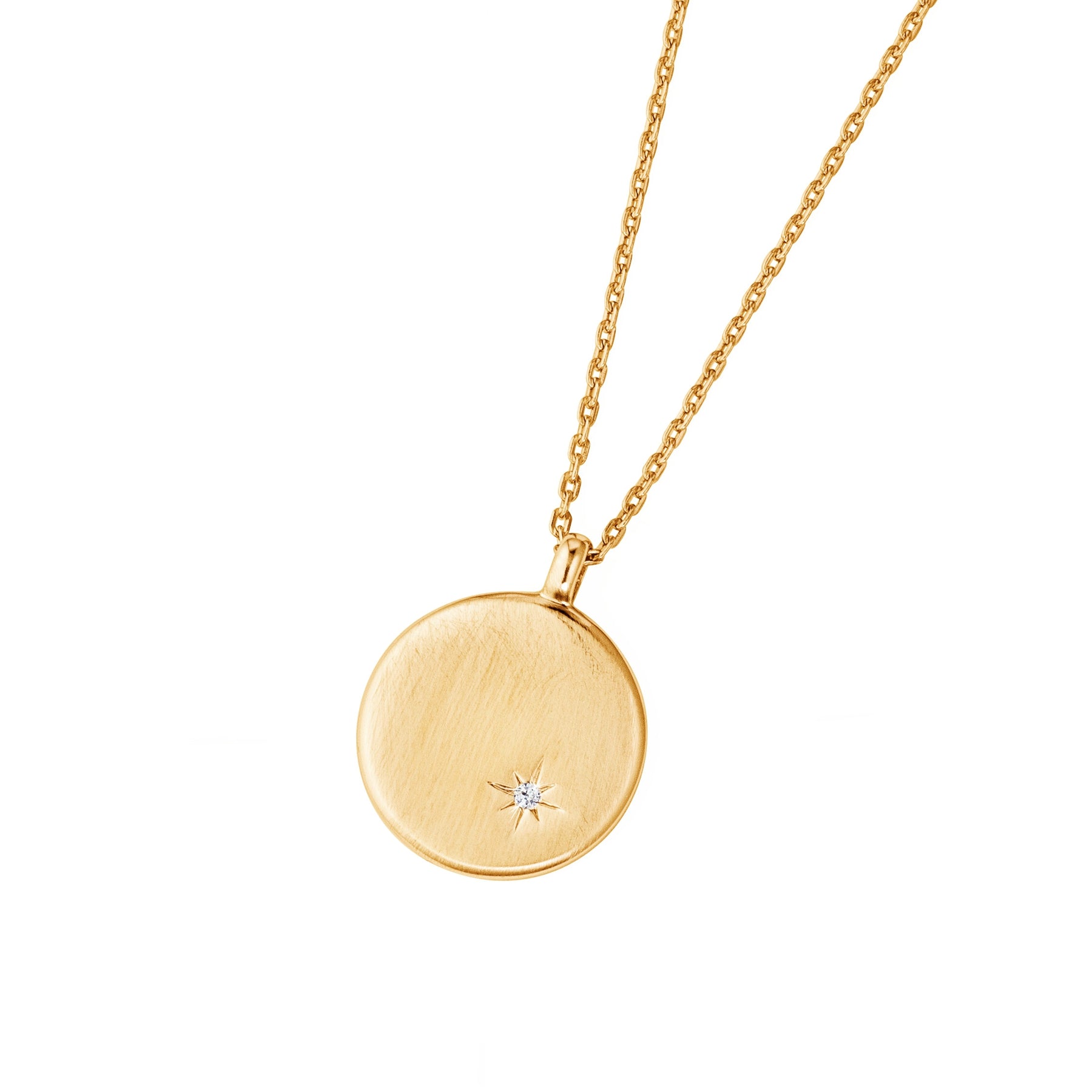 Damen Collier mit Anhänger runde Platte