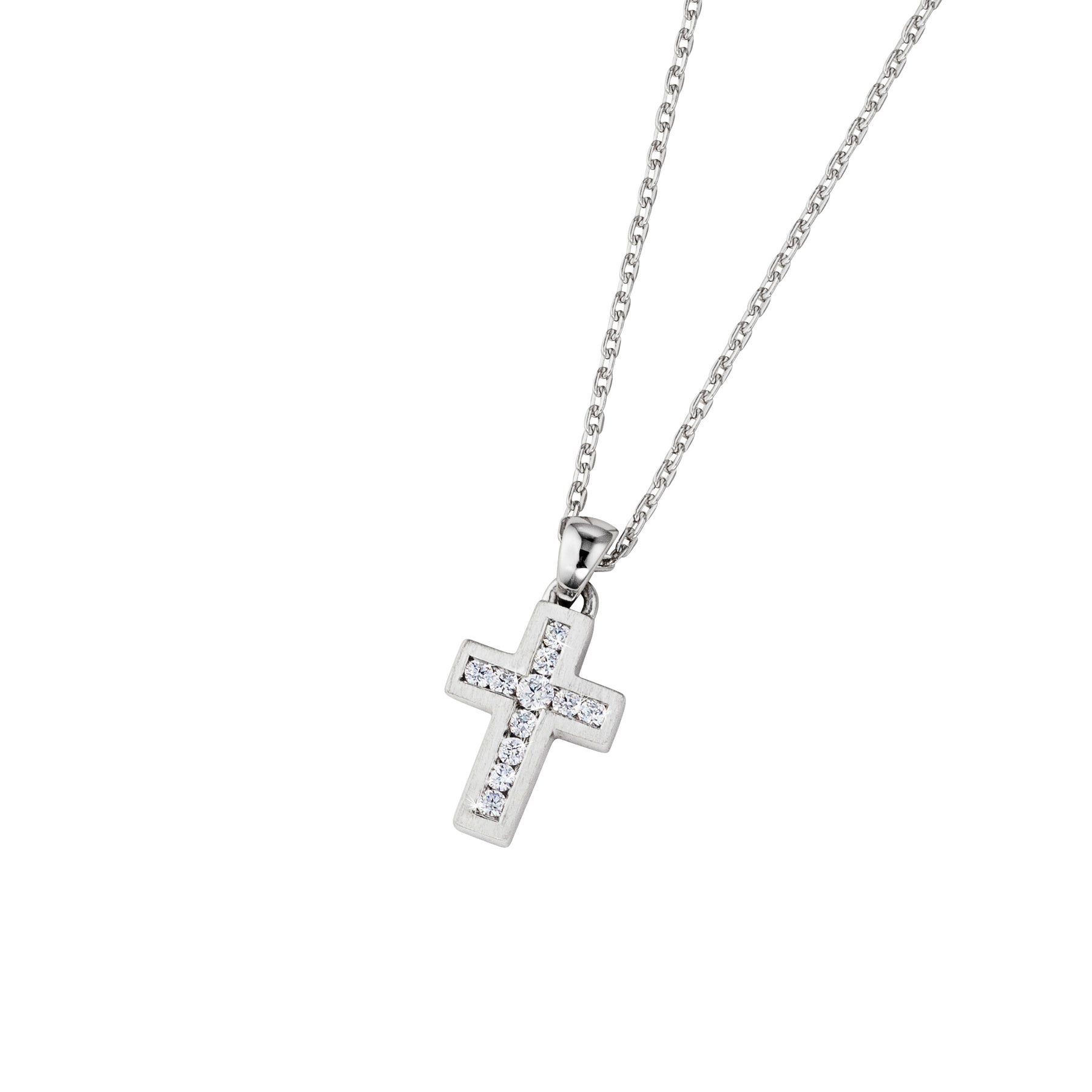 Damen Collier mit Anhänger Kreuz Zirk.
