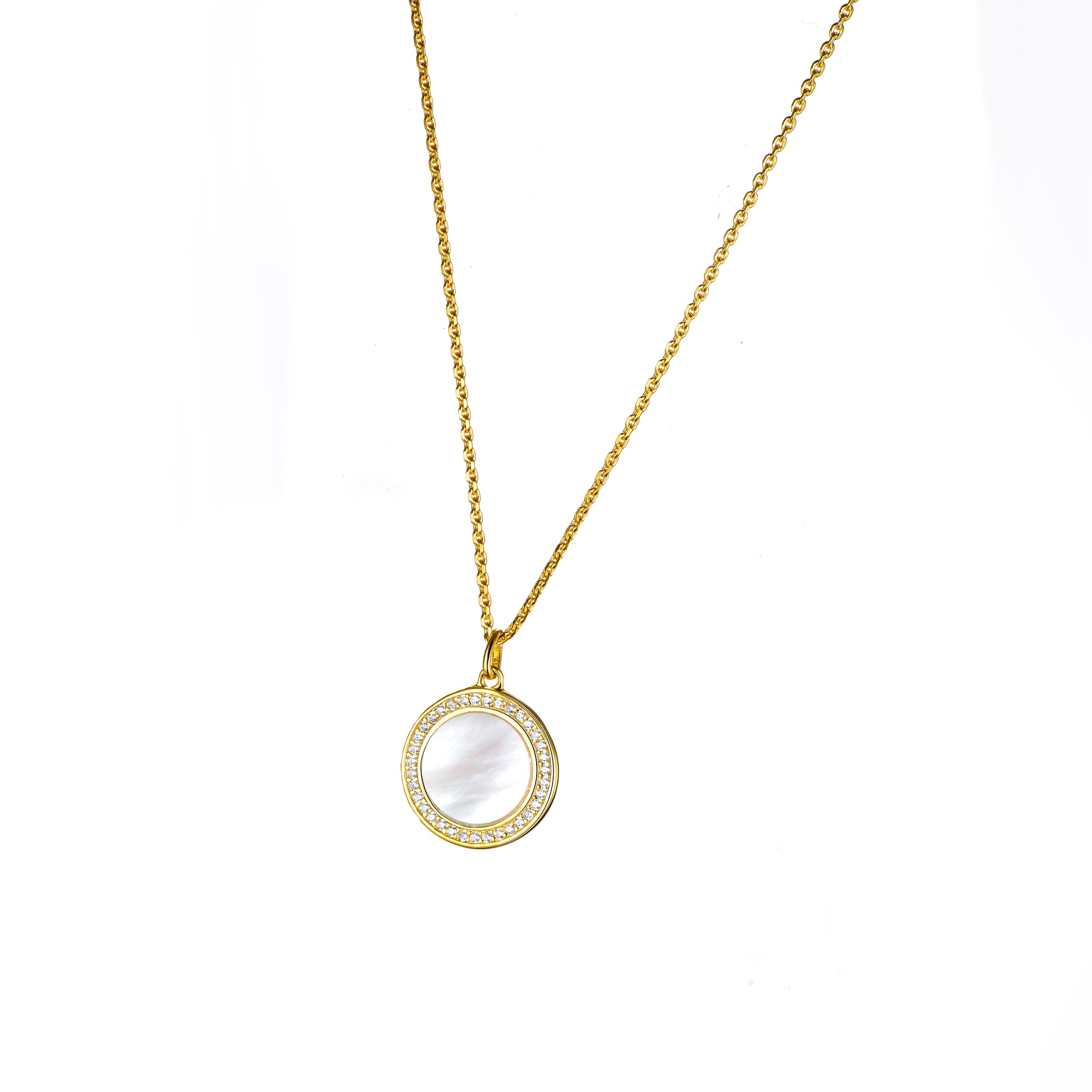 Damen Halskette mit Anhänger und Perlmutt