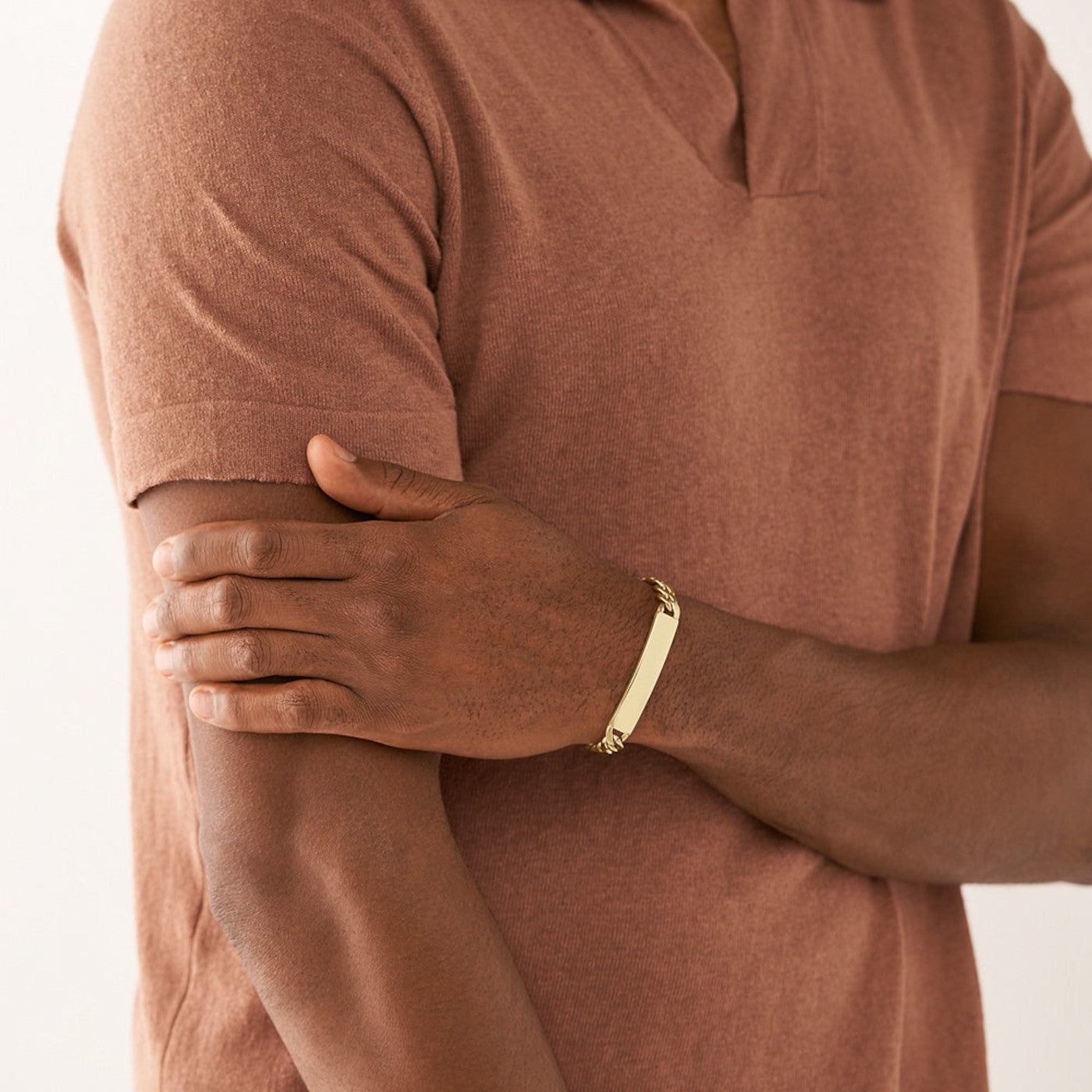 Stahl/Gold Armband mit Gravurplatte
