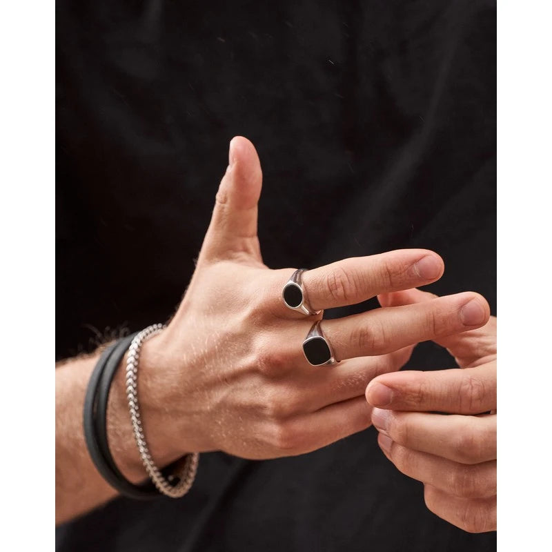 Silver Ring with black onyx