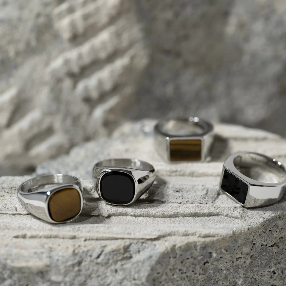 Stahl Ring mit Yellow Tiger Auge