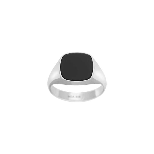 Stahl Ring mit Black Agate